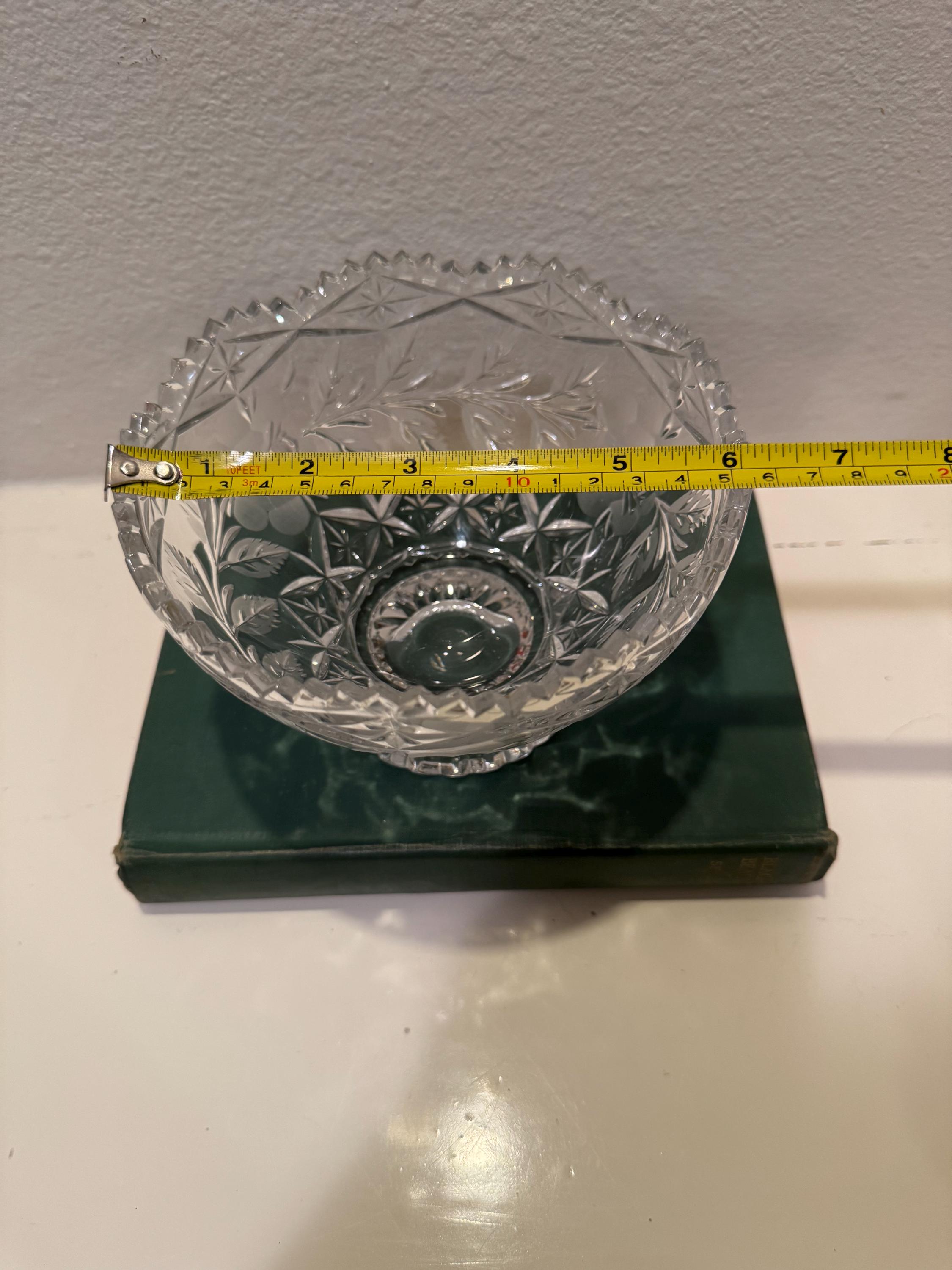 Vintage 24 Lead Crystal Lausitzer Bowl/vase With Etched Roses