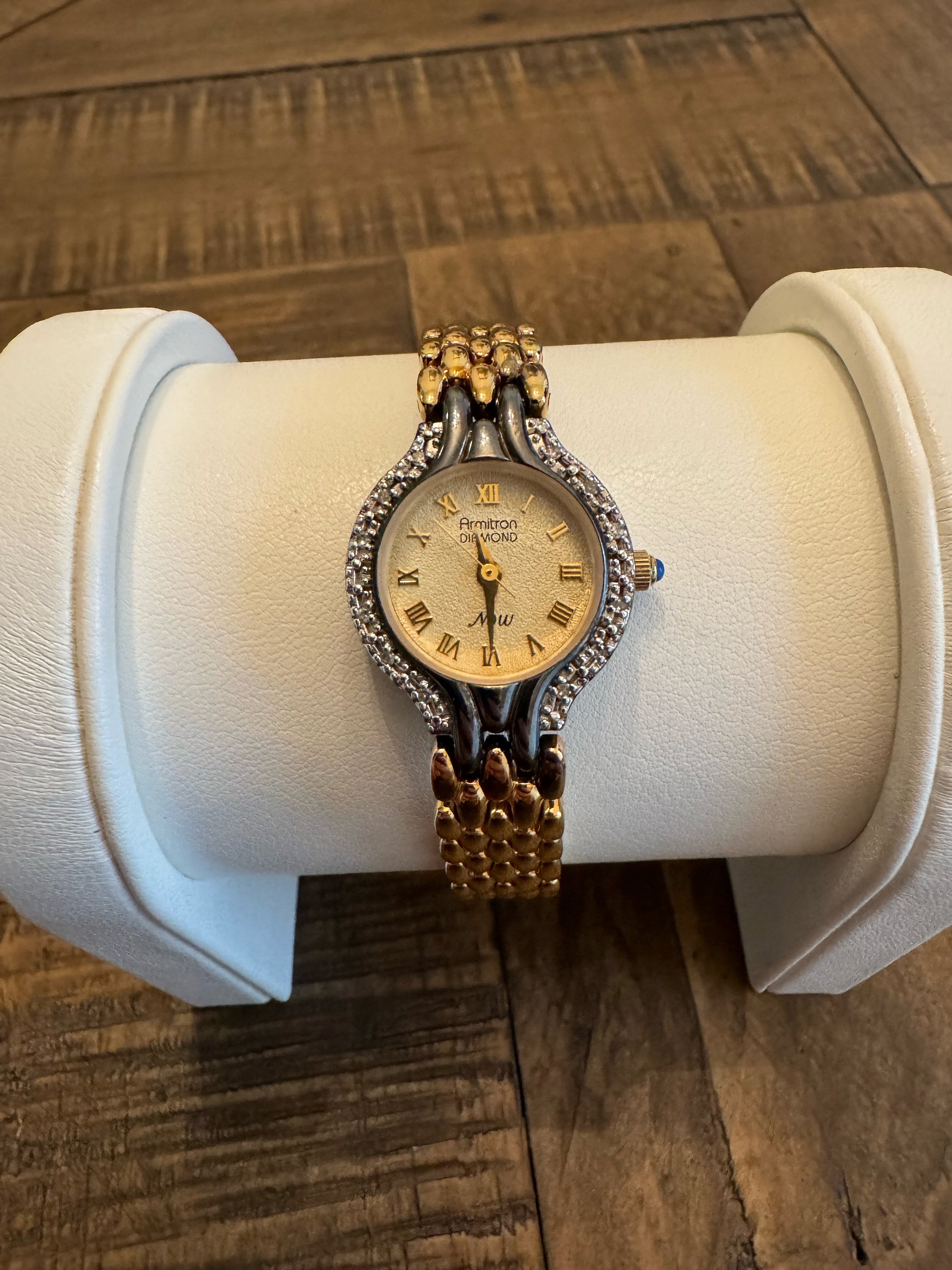 Vintage Two Tone Black & Gold Armitron Diamond Now Ladies  display picture 2