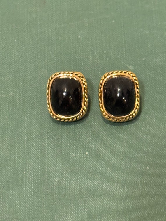Vintage Gold & Navy Statement Earrings