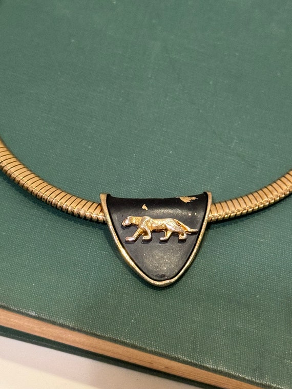 Vintage 1980s Gold Tone Sliding Panther Pendant N… - image 2