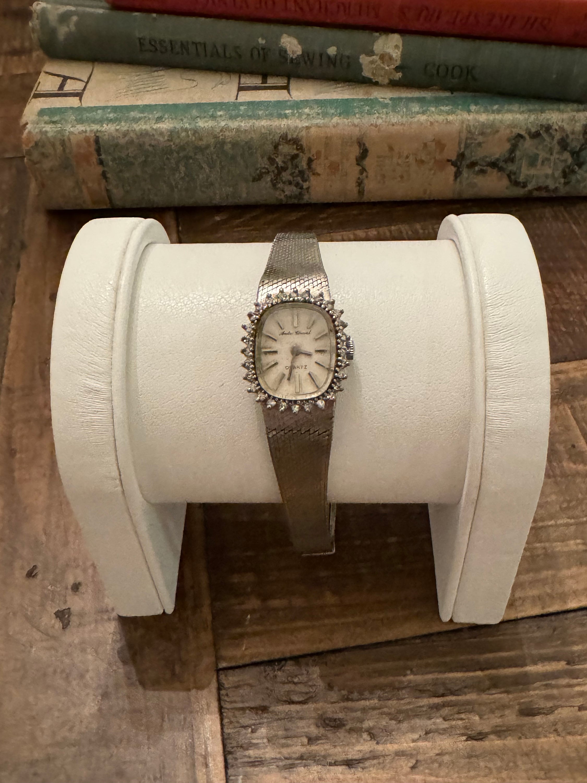 Reloj de pulsera vintage de oro blanco y acero inoxidable Andre Cheval para mujer con 28 diamantes y pulsera de cuerda Etsy Mexico