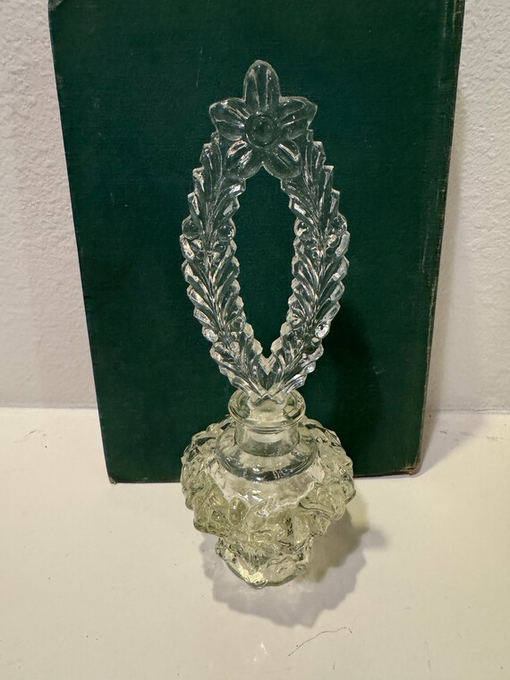 Vintage Pressed Clear Glass Flower Themed Perfume… - image 2