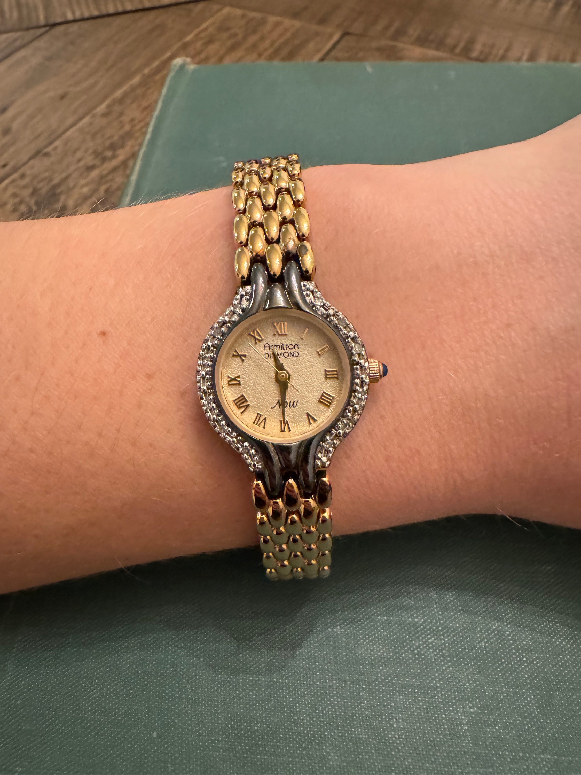 Vintage Two Tone Black & Gold Armitron Diamond Now Ladies Watch- Works! Armitron Diamond Watch - Etsy main image 4