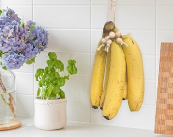 Macrame Banana Holder Counter Space Saver, 7"