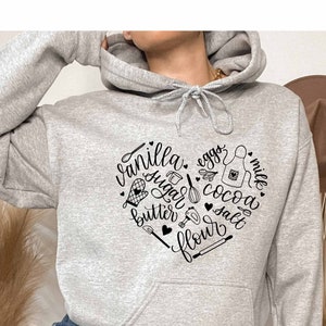 Bakery Heart Hoodie, Baking Cook Hoodie, Cooker Mother Hoodie, Best Baker Hoodie, Baking Lover Hoodie, Foodie Mother Hoodie, Kitchen Cook