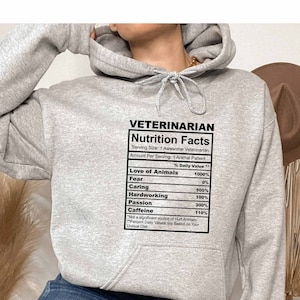 Vet Tech Nutrition Facts Hoodie, Animal Doctor Hoodie, Vet Technician Hoodie, Veterinarian Student Hoodie, Future Veterinarian Hoodie, Vet