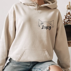 Custom Cat Ears Hoodie, Cat Lover Hoodie, Cat Mom Hoodie, Pet Lover Hoodie, Gift for Cat Person, New Cat Owner Hoodie,