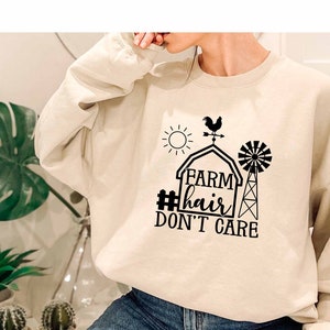 Farm Hair Dont Care Sweatshirt, Blumen Geschenk, Südländische Mädchen Sweatshirt, Country Sweatshirt, Cowboy Sweatshirt, Ziegen Sweatshirt, lokale Farm