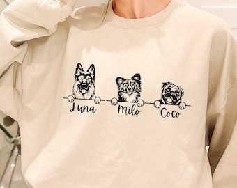Custom Dog Face Sweatshirt, Personalized Dog Lover Sweatshirt, Dog Mom Sweatshirt, Pet Lover Sweatshirt, Gift for Dog Person Sweatshirt