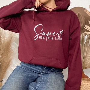 Mom Wife Tired Hoodie, Super Mom Hoodie, Mother Life Gift, Mom And Son Hoodie, Custom Family Hoodie, Call Me Mama Hoodie , Family Hoodie