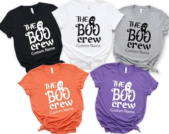 la camicia dell'equipaggio Boo, la camicia personalizzata di Halloween, la camicia della squadra personalizzata, la camicia dell'equipaggio fantasma, il primo regalo di Halloween, la camicia da festa della strega