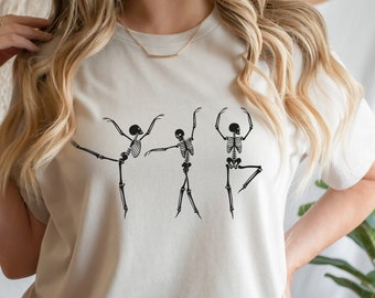 Dancing Skeleton Shirt, Dancer Skeleton Girl Shirt, Halloween Dance Team Shirt, Halloween Fall Shirt, Scary Movie Shirt, Ballerina Shirt