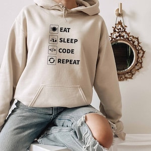 Programmer Hoodie, Eat Sleep Code Repeat Hoodie, Computer Science Hoodie, Coding Nerd Hoodie, Computer Geek Hoodie, Computer Programmer