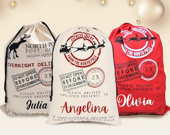 Custom Santa Sack, Christmas gift bag, Santa Claus bag, Personalized Santa Sack, Santa Bag, Jumbo Santa Sack, Santa Delivery Bag,