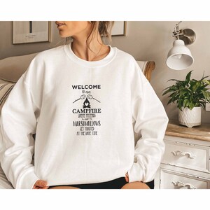 Welcome To Our Campfire Sweatshirt, Camp Holiday Gift, Adventure Awaits Sweatshirt, Campfire Sweatshirt, Outdoor Lover Sweatshirt, Tents