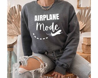Sudadera de modo avión, sudadera de viaje de avión, sudadera de adicto a los viajes, sudadera Wanderlust, sudadera de avión para niños, regalo de viajeros,