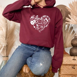Music Lover Hoodie, Music Heart Hoodie, Music School Hoodie, Music Festival Hoodie, Country Music Hoodie, Music Teacher Hoodie,Western Music