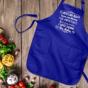 I hate doing Dishes Apron, Sarcastic Chef, Use Paper Plate Apron, Funny Cook Time Gift, Best Baker Apron, Cooking Lover Apron, Baking Apron