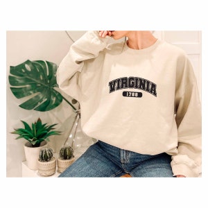 Virginia 1788 Shirt, West Virginia Sweatshirt, Virginia State Hoodie, Home State Shirt, Virginia Travel Sweatshirt, Virginia Home Hoodie