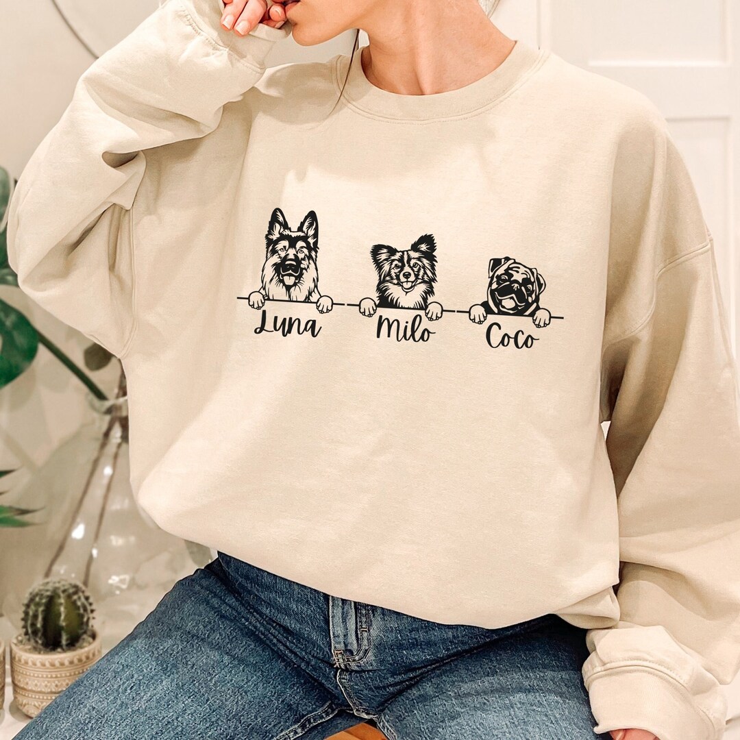 Custom Dog Face Sweatshirt, Personalized Dog Lover Sweatshirt, Dog Mom ...