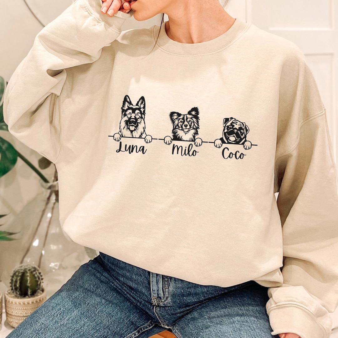 Custom Dog Face Sweatshirt, Personalized Dog Lover Sweatshirt, Dog Mom