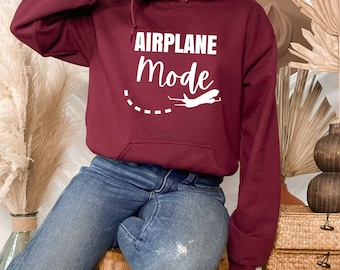Sudadera con capucha de modo avión, sudadera con capucha de viaje de avión, sudadera con capucha de adicto a los viajes, sudadera con capucha Wanderlust, sudadera con capucha de avión para niños, regalo de viajeros, sudadera con capucha de viaje de Estados Unidos
