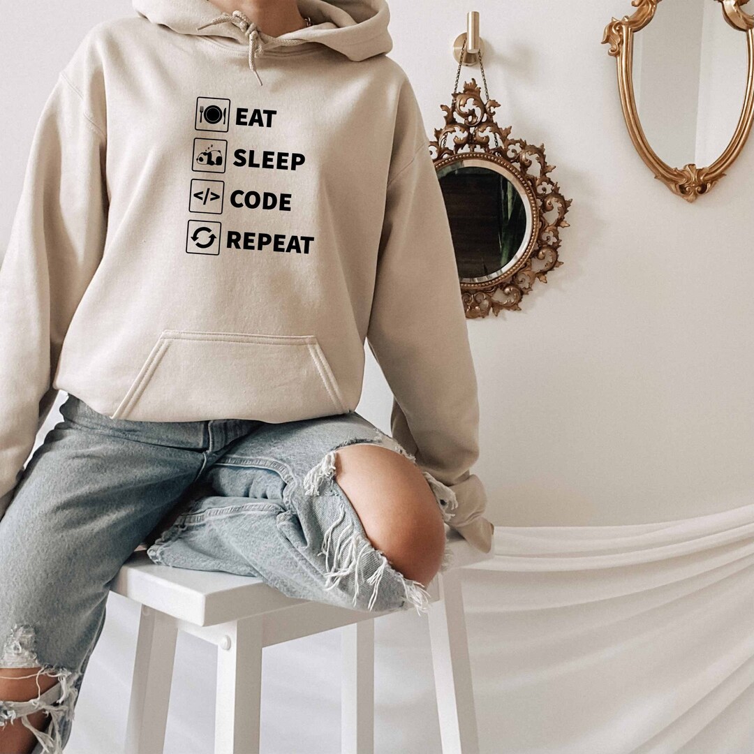 Programmer Hoodie, Eat Sleep Code Repeat Hoodie, Computer Science ...