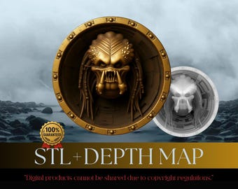 Mapa de profundidad de monedas Hunter / Archivos STL y PNG para grabado láser 3D (Descarga digital)