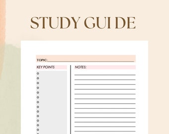 Study Guide Template PDF Printable