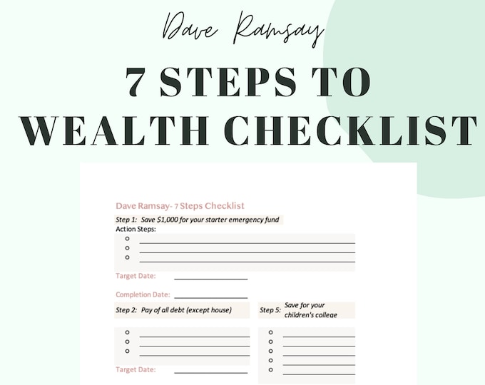 Dave Ramsey Baby Steps Tracker, Steps 1-7 Planner, Printable PDF ...