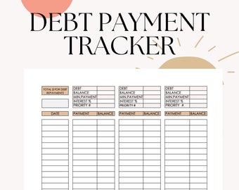 Schuldensneeuwbalspreadsheet, schuldafbetalingstracker, schuldsneeuwbalcalculator, schuldaflossing afdrukbaar, schuldvrije planner-tracker, Dave Ramsey