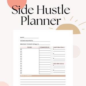Side Hustle Freelance Business Planner Printable Solopreneur Budget Goals Digital Download Work from Home Small Business Classic Happy