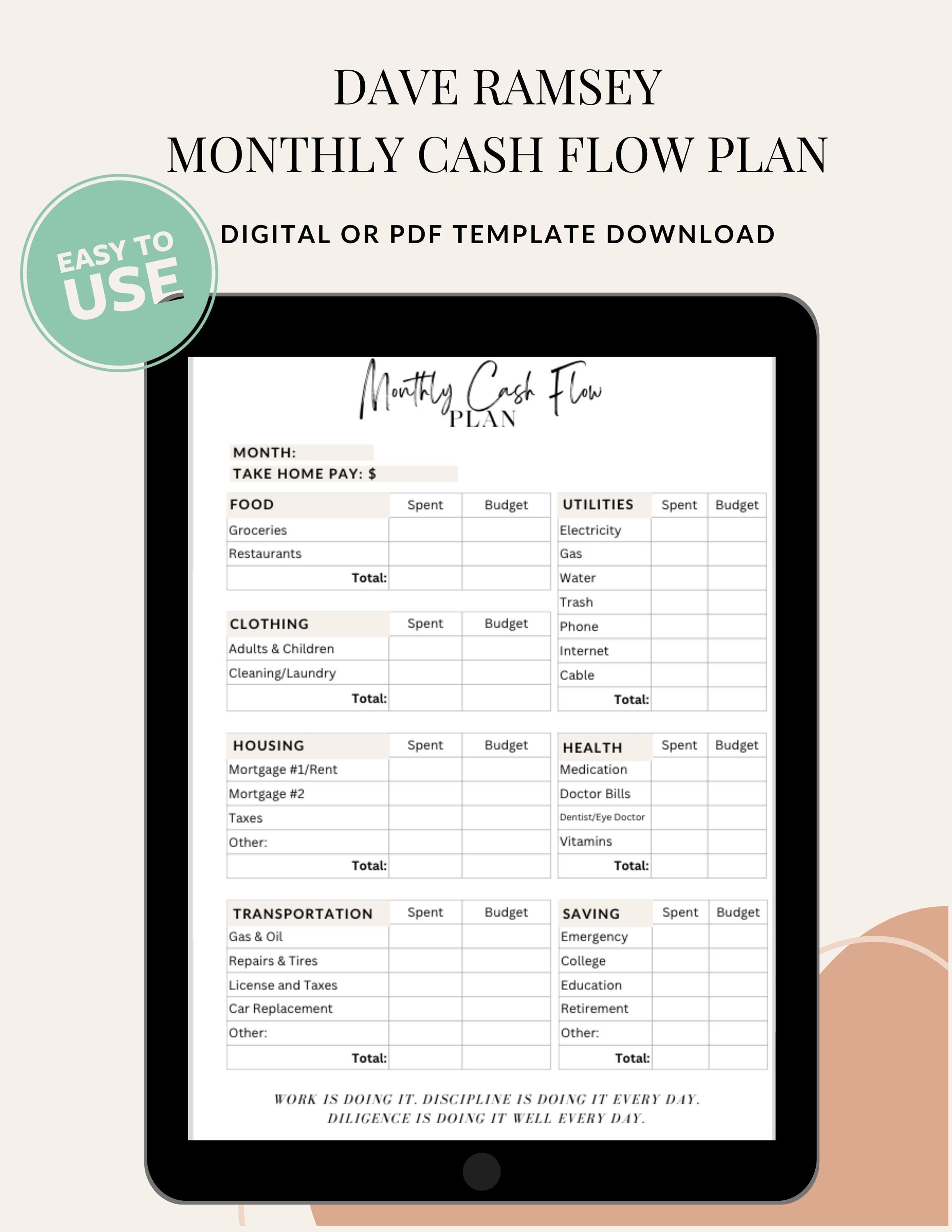 Dave Ramsey Cash Flow Plan, Baby Stepsplanner, Printable PDF, Ramsey  Solutions Template, Goodnotes Planner, Budget Planner - Etsy, image size:2318x3000