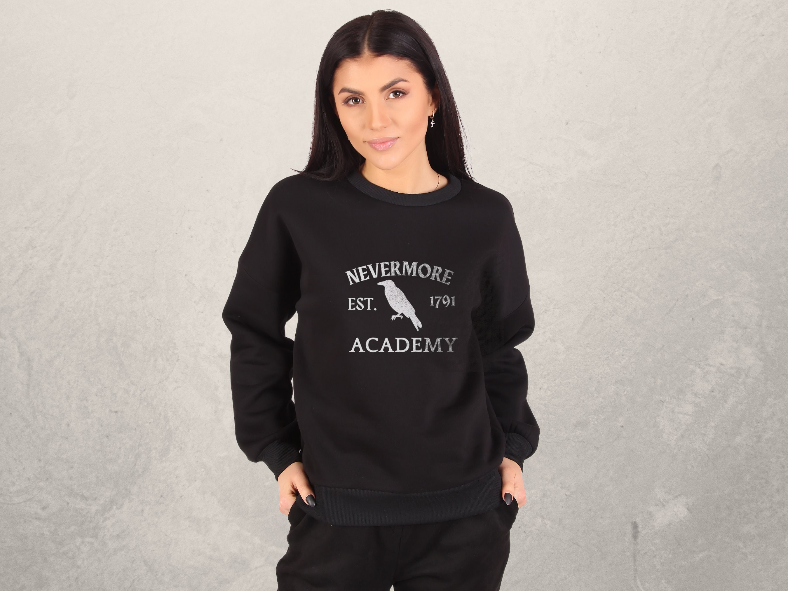 Discover Nevermore Academy Sweatshirt, Wednesday Addams, Dark Academia Sweatshirt , Vintage Academy Shirt, Wednesday Merch, Wednesday Sweatshirt