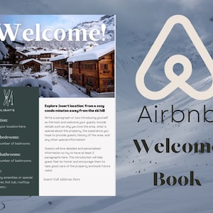 Airbnb Welcome Book Template | House Host Manual Template | Ski Chalet Airbnb |Real Estate Canva Template | Vacation Rental Template