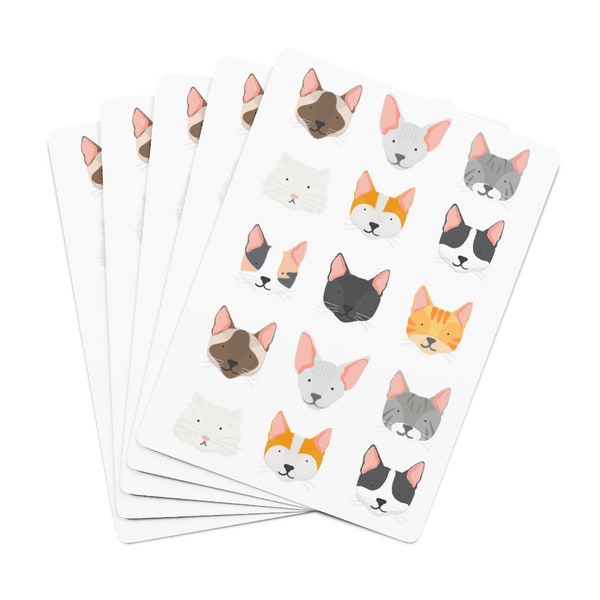 Cats Poker Cards-Playing Cards-Cute Playing Cards-Cat Lover Gift-52 Cards and 2 Jokers