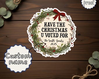 Custom Name Liberal Christmas Sticker, Personalized Holiday Gift 2025, Funny Political Pro Democracy Design, Anti Fascism Die-Cut Magnets