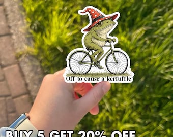 Funny Frog Sticker, Off to Cause a Kerfuffle Decal, Cute Frog Vinyl Sticker, Funny Animal Quote, Humor Gift for Friend, Laptop Sticker
