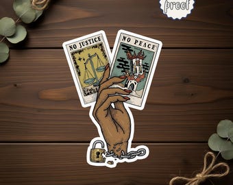 No Justice No Peace Sticker, Anti Capitalism Protest Decal, Leftist Activism Vinyl Sticker, Equality Rights Quote