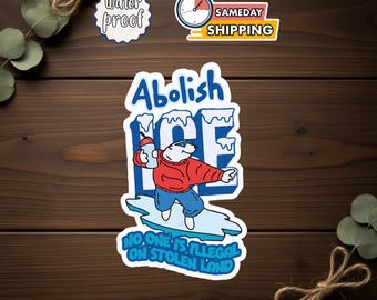 Abolish ICE Sticker, No One Is Illegal Decal, Human Rights Activist Vinyl Sticker, Car Magnet