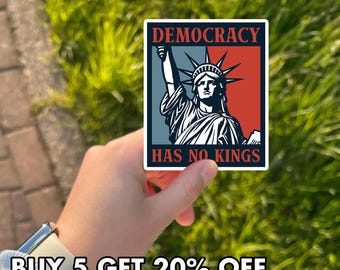 Democracy Has No Kings Sticker, Liberty Statue Vinyl Decal, Equality Political Sticker, Peaceful Protest Bumper Sticker