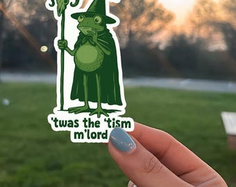 Frog Wizard Sticker, Funny Frog Sticker, Magic Wizard Meme Sticker, Weirdcore Aesthetic Sticker, Cute Frog Gift, Fantasy Vinyl Decal