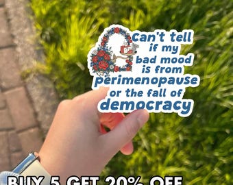 Funny Feminist Sticker, Fall of Democracy Decal, Social Justice Sticker, Equality Sticker, Human Rights Sticker, Bad Mood Quote Sticker