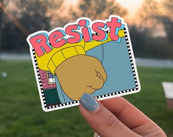 Arthur Fist Resist Sticker, Save PBS Vinyl Decal, Political Protest Sticker, Public Broadcasting Support, Die-Cut Magnets