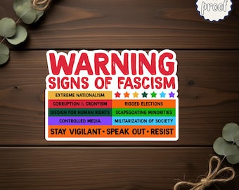 Warning Democracy Sticker, Equality Activism Decal, Resist Authoritarian Sticker, Political Awareness Magnet, Social Justice Vinyl Sticker