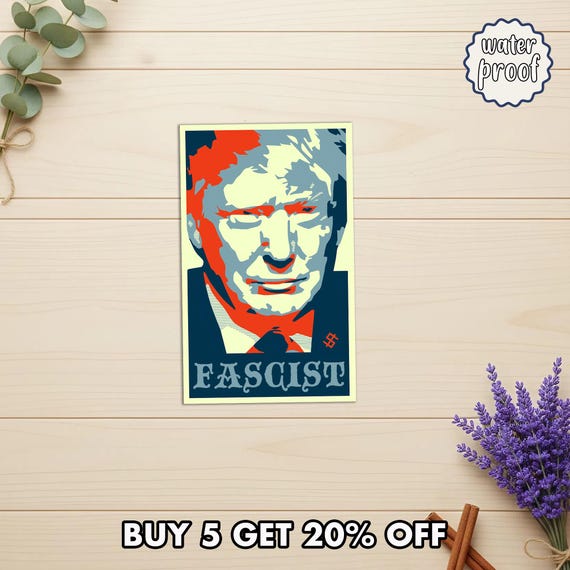 Fascist Protest Sticker, Anti Fascism Political Sticker, Liberal Activist Vinyl Decal, Resist Authoritarianism Sticker, Die-Cut Magnets