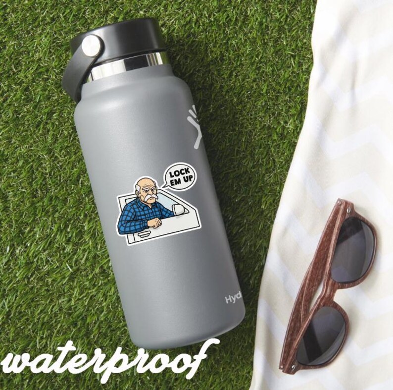 Lock Em up Fishing Sticker, Funny Fishing Vinyl Decal, Angry Grandpa ...