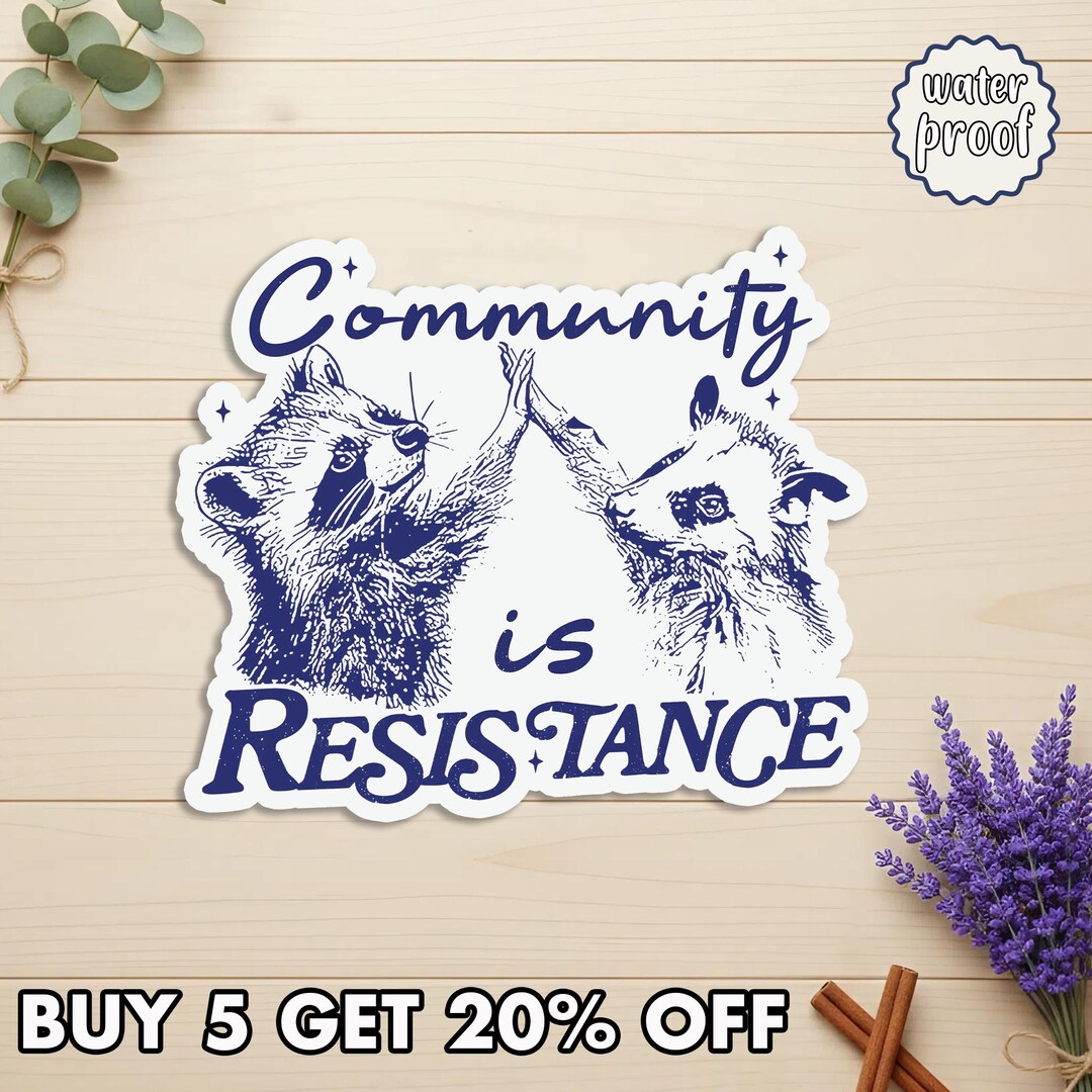 Community Shield Sticker Community is Resistance Sticker, Lino Print Style Activism Art ...