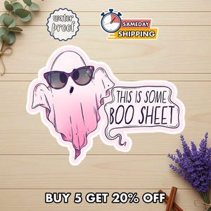 This Is Some Boo Sheet Halloween Sticker, Funny Ghost Meme Decal, Spooky Season Humor Vinyl Sticker, Fall Gift