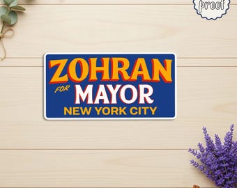 Zohran Mamdani NYC Mayor Sticker, 2025 Campaign Car Magnet, Progressive Political Decal, Vote Zohran Election Gift, Die-Cut Magnets